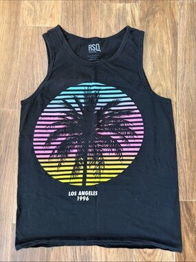 RSQ Black Palm Sunset Graphic Tank
